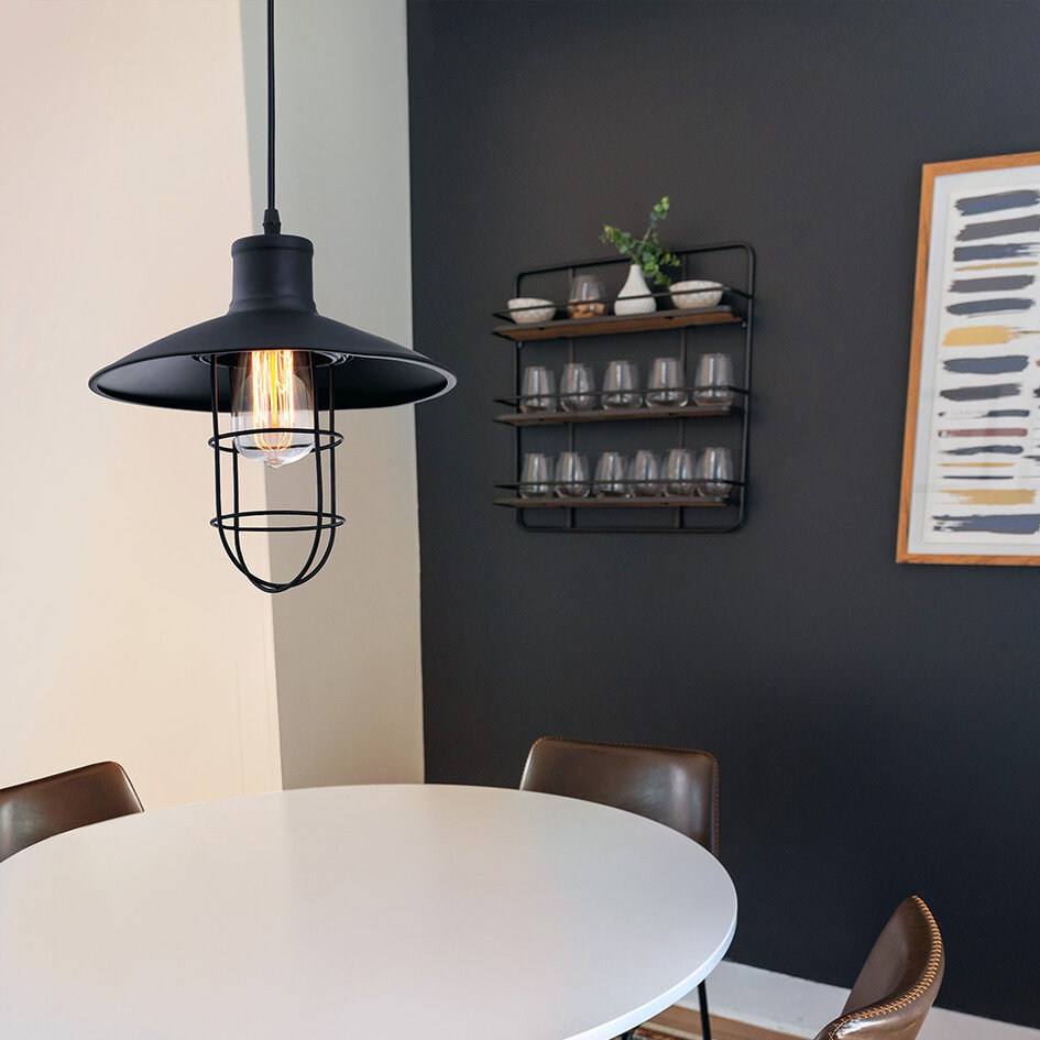 Industriell hängande lampa i svart stål - Kiew