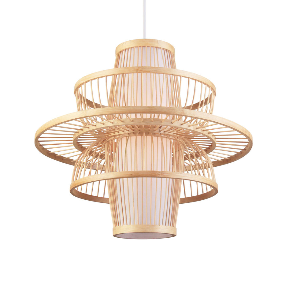 Rustik pendellampa av varvad bambu - Kyoto