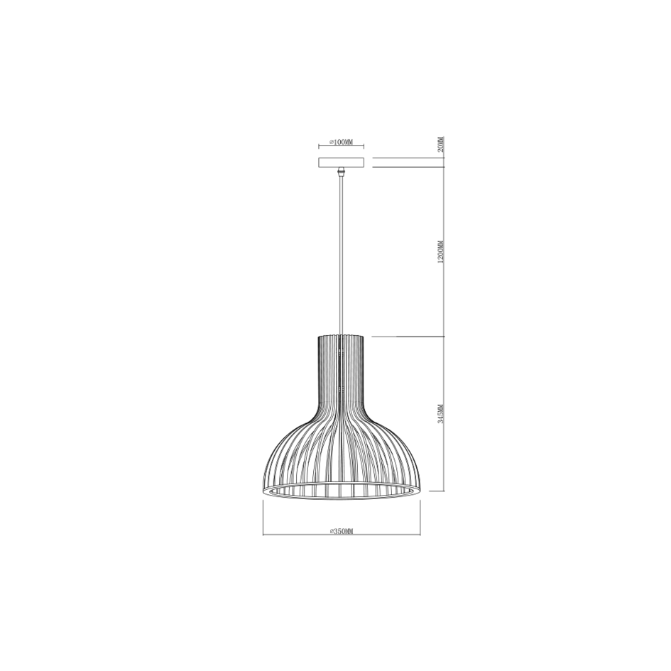 Hängande lantlig lampa i naturträ - Bali