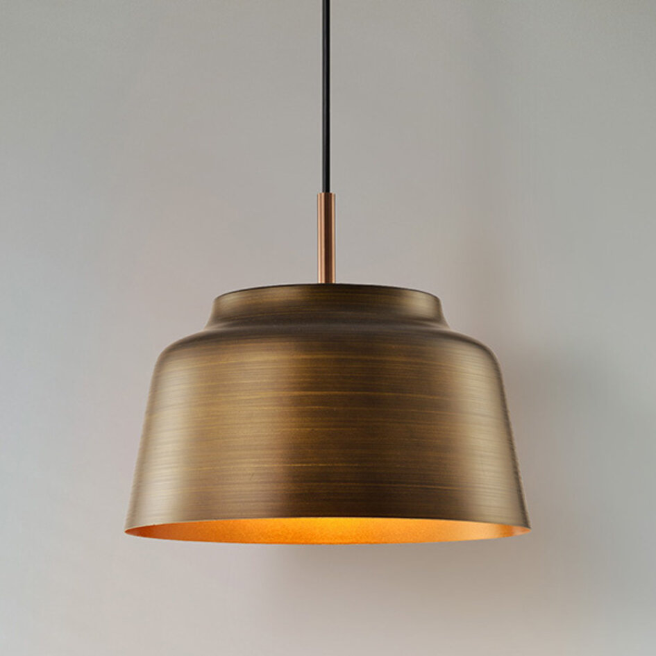 Modern hängande lampa i svart med guldton - New York