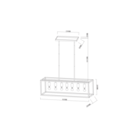 Industriell hängande lampa svart med 7 lampor- Zagreb-buren