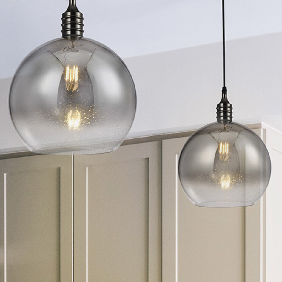 Design-pendellampa med rökt glas - London