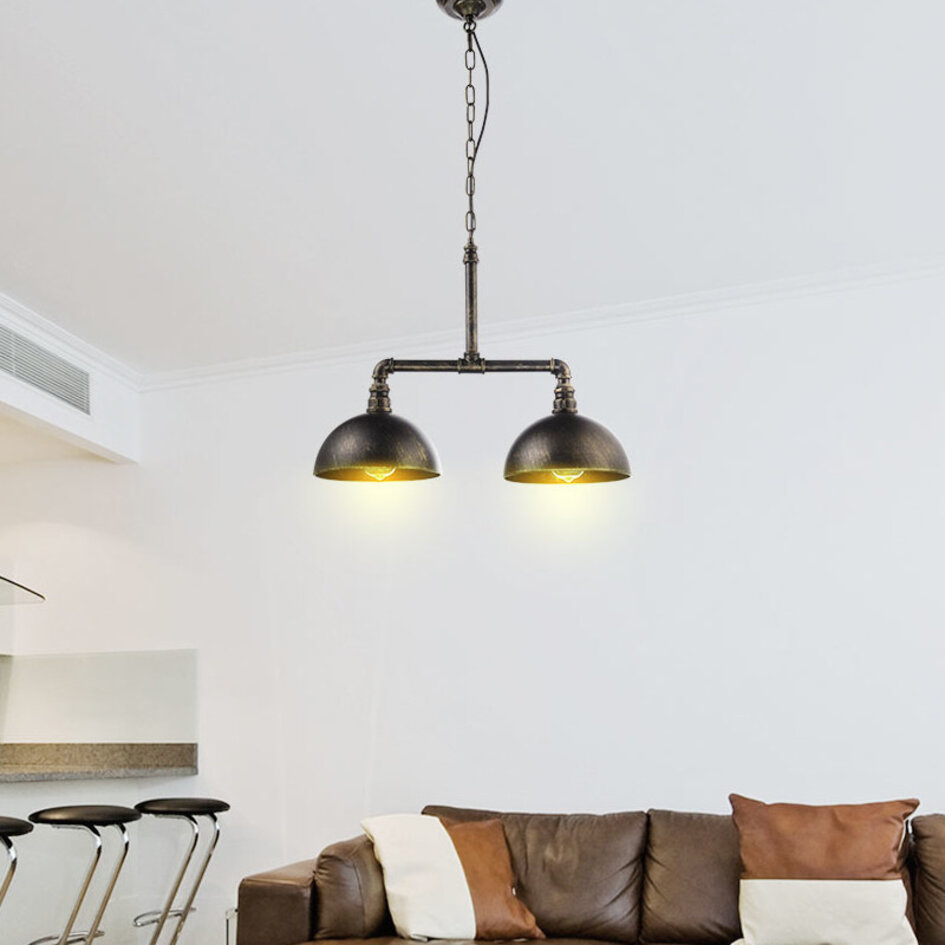 Industriell hängande lampa svart med brons - Libra