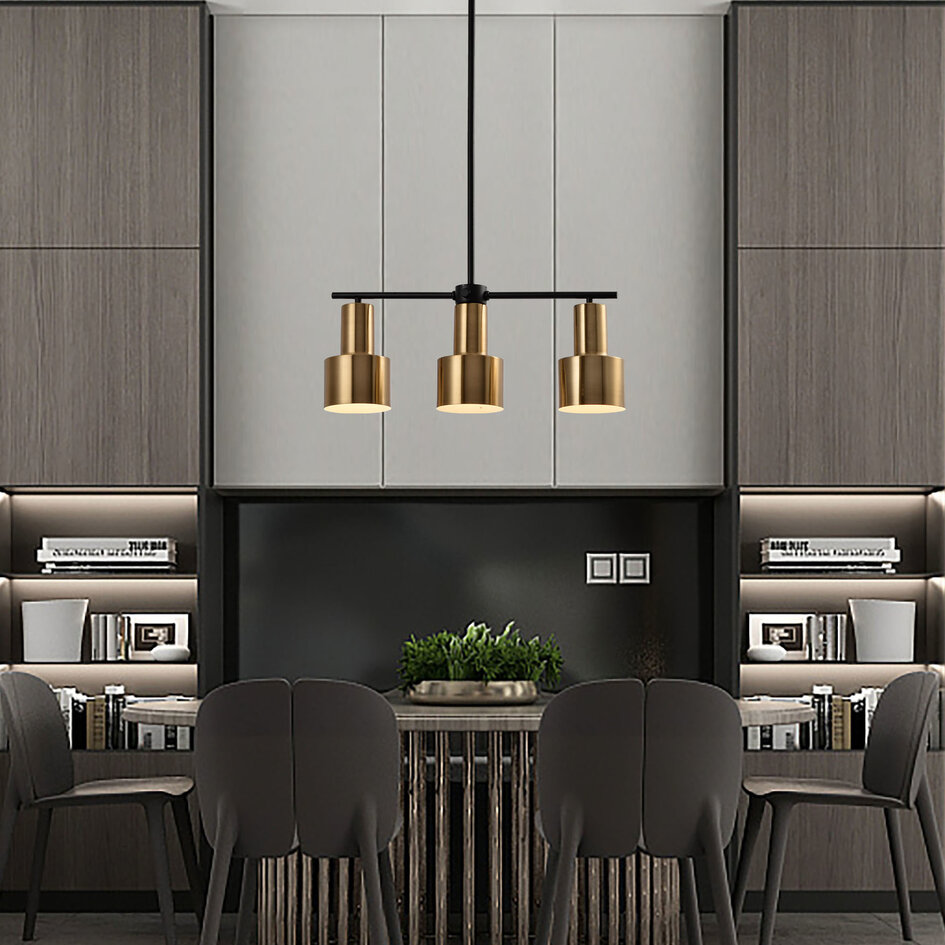 Modern hängande lampa i guld med 3 lampor - Rom