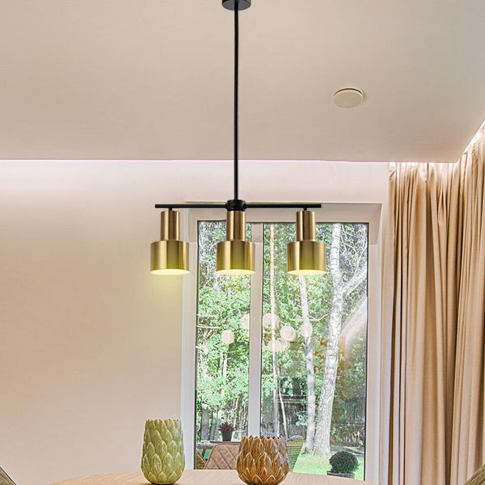 Modern hängande lampa i guld med 3 lampor - Rom