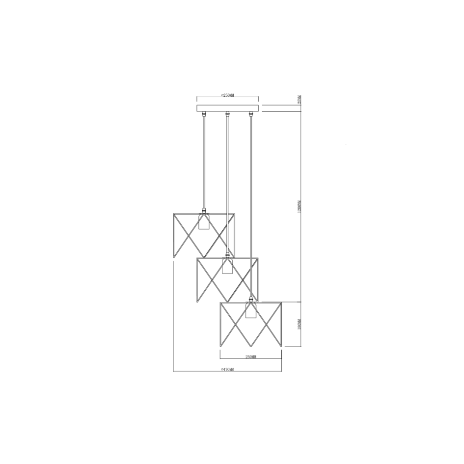 Industriell hängande lampa i svart metall 3 ljus - Star