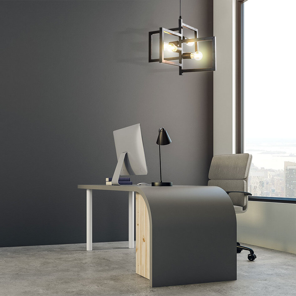 Industriell hängande lampa i formen av en metallkonstruktion med 3 lampor - Madrid