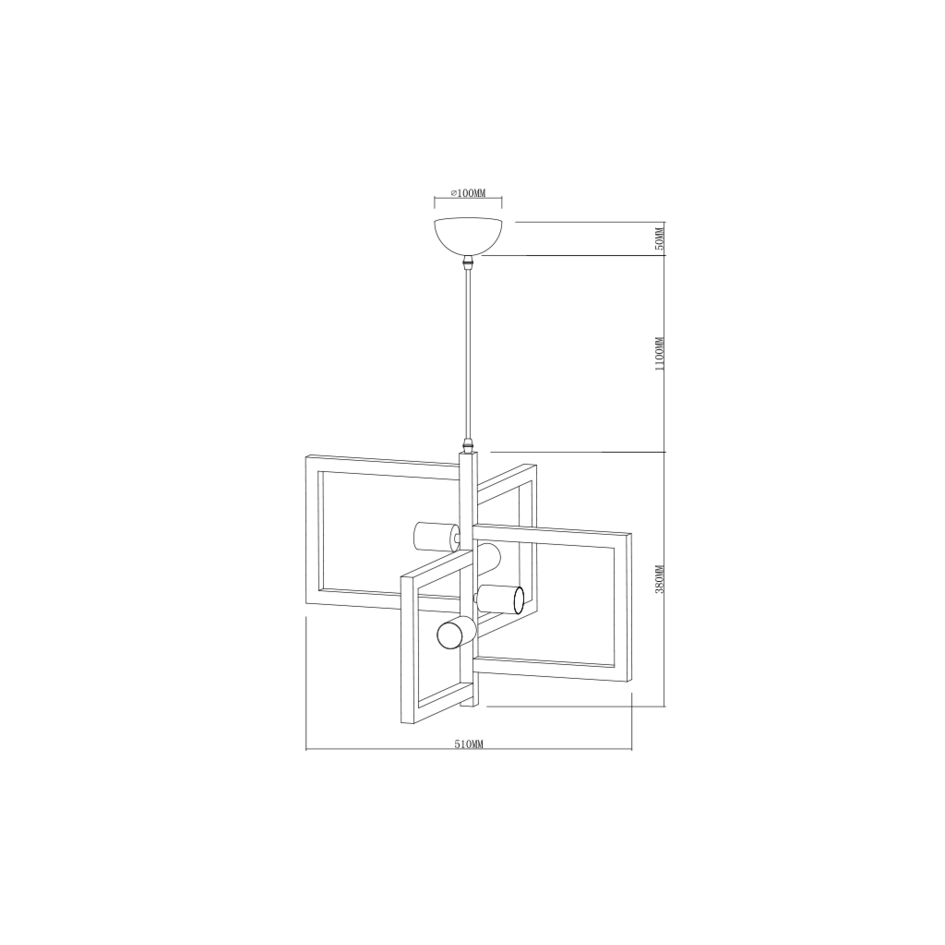 Industriell hängande lampa i formen av en metallkonstruktion med 3 lampor - Madrid