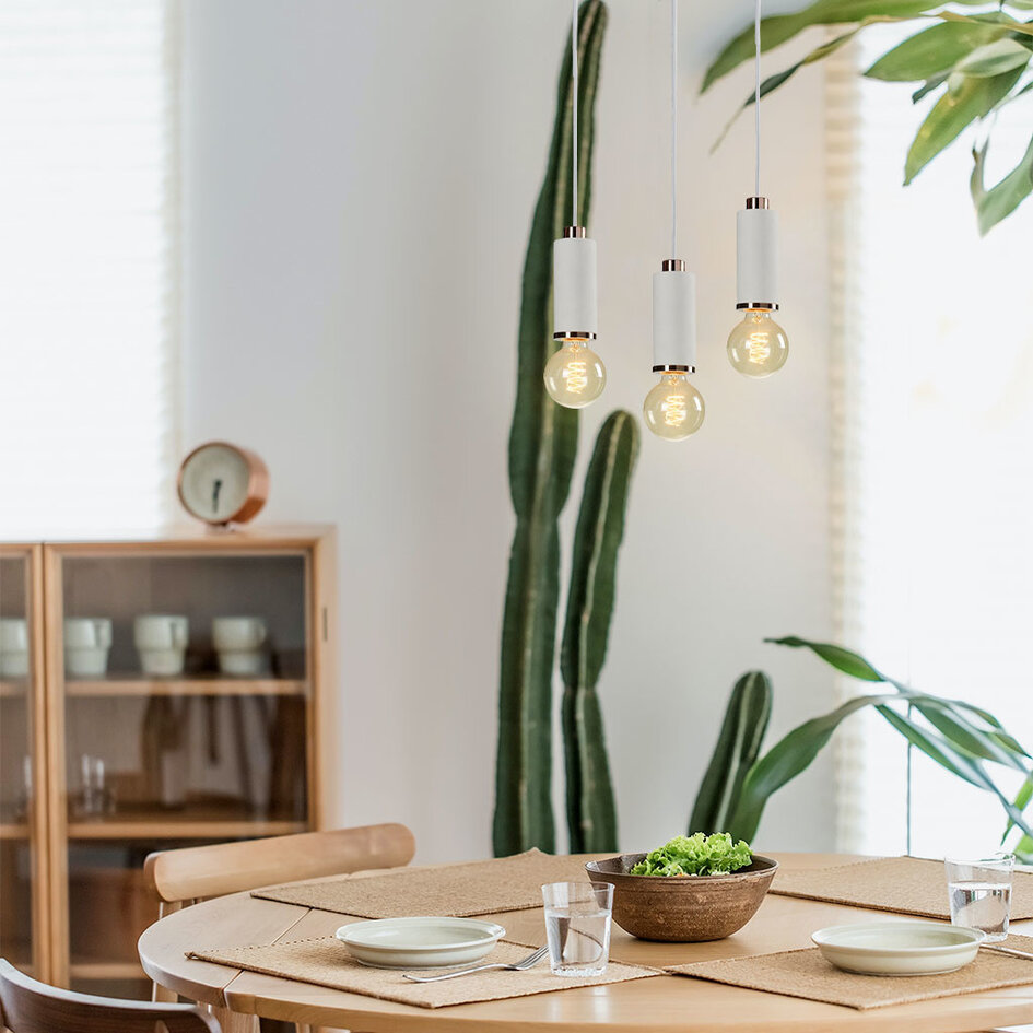 Design hängande lampa i vit betong och roseguld dekorationer - Wien