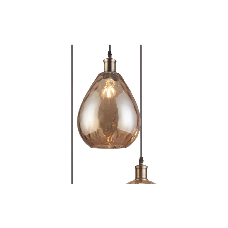 Design pendel lampa i brunt glas med 3 lampor - Verona