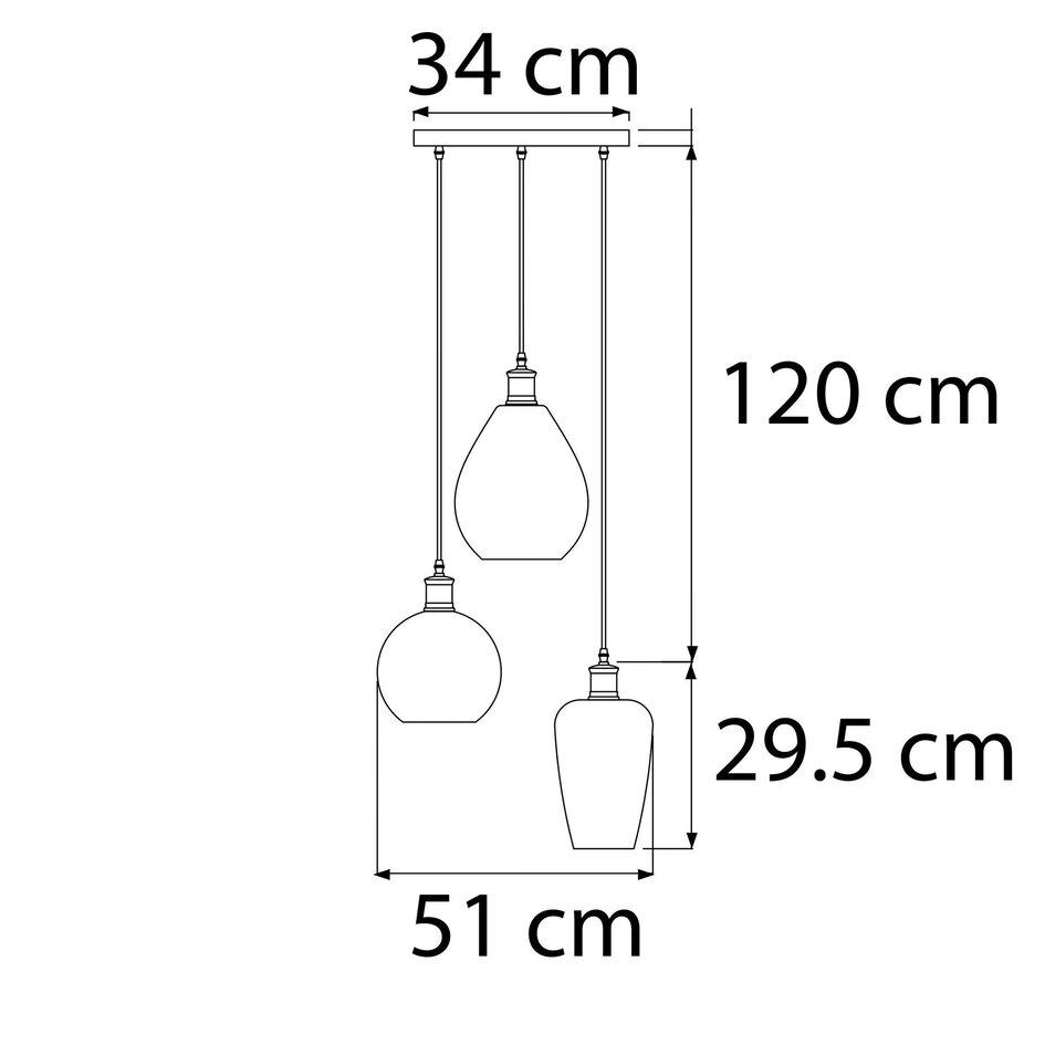 Design pendel lampa i brunt glas med 3 lampor - Verona