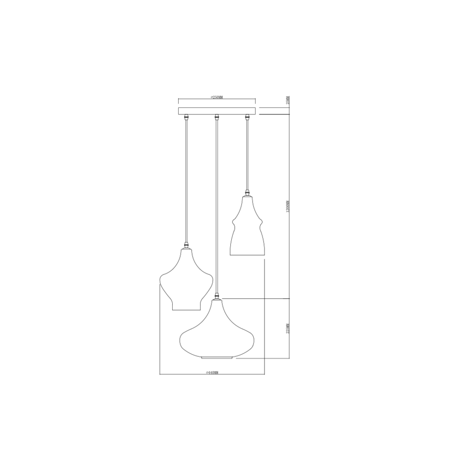 Design-pendellampa i krom med 3 lampor - Bari