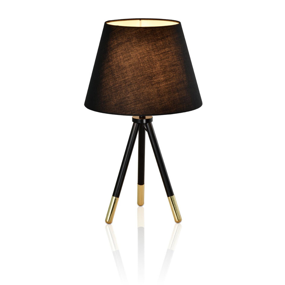 Klassisk bordslampa i svart och gold, med tygskärm - Girona
