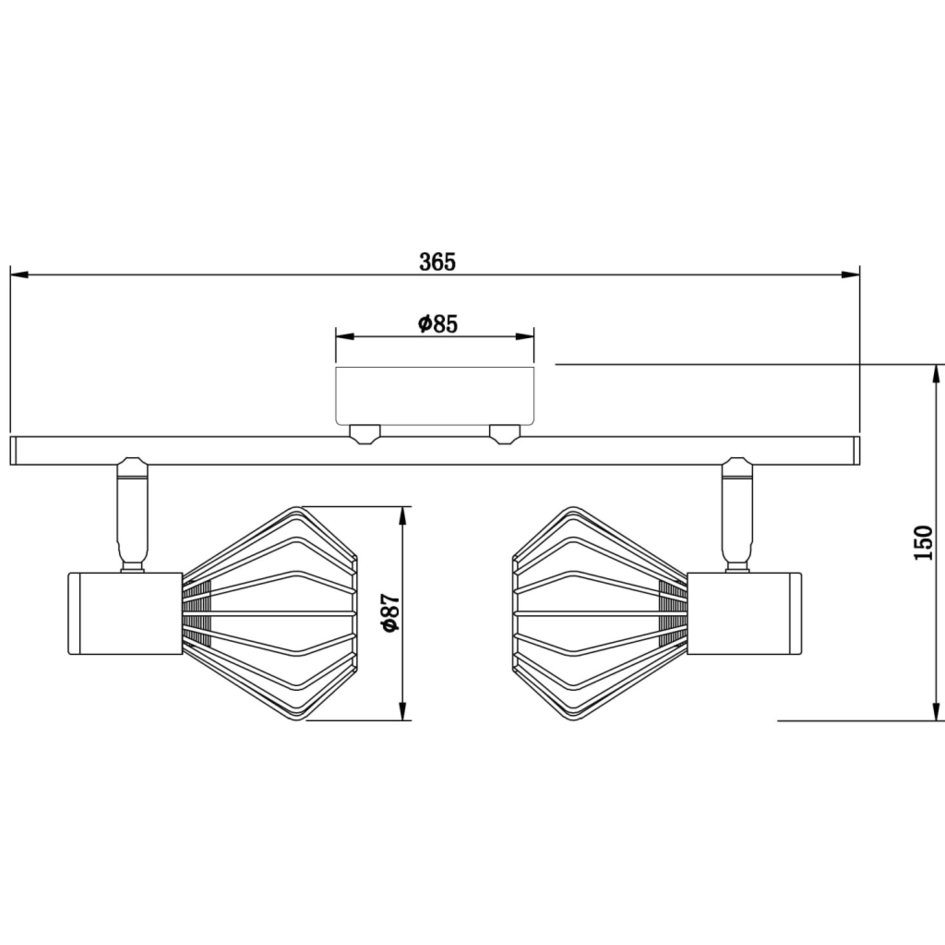 Deckenleuchte Julia 2-Licht - schwarz