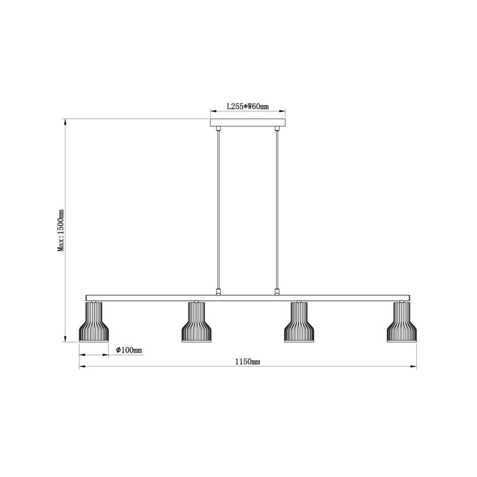 Industrielle schwarze Hängeleuchte - Xavier