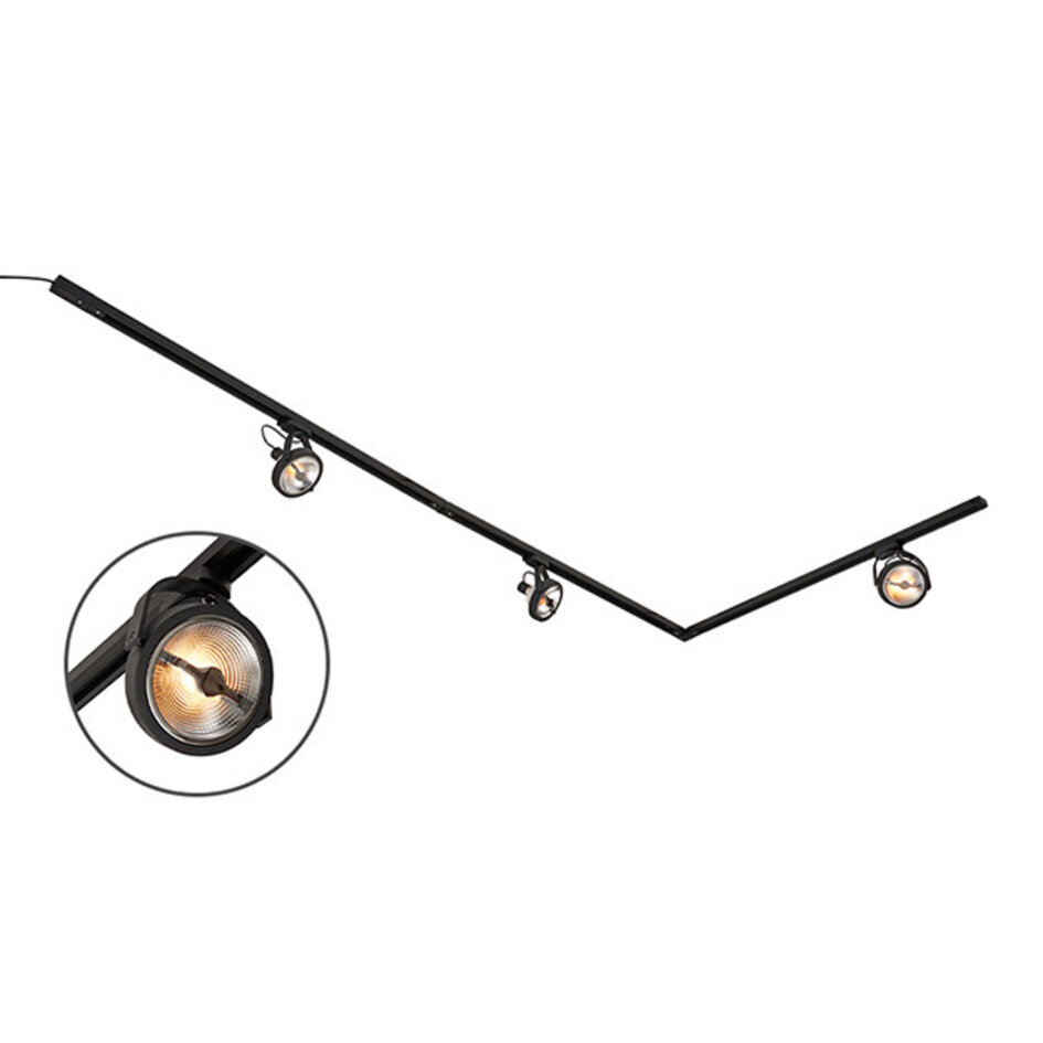 Modernes einphasiges Stromschienensystem 3x 1 Meter mit Skaly-Spots - Deckenleuchte