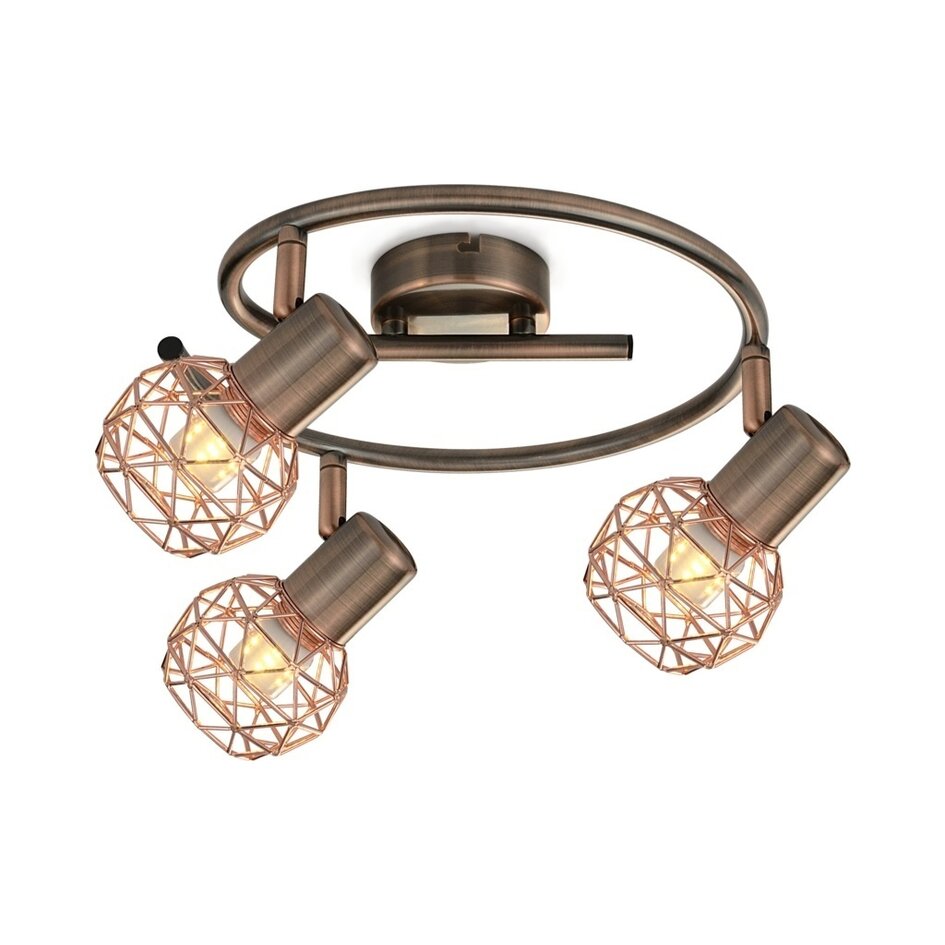 Industriell taklampa kopparfärgad, 3-ljus - Russet (E14 fattningar)