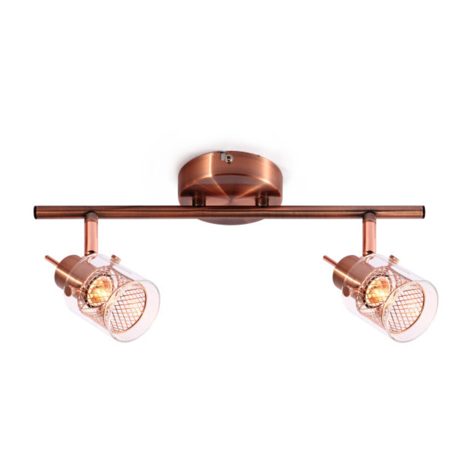 Industriell taklampa roséguld, 2-ljus - Poppy (G9 fattningar)