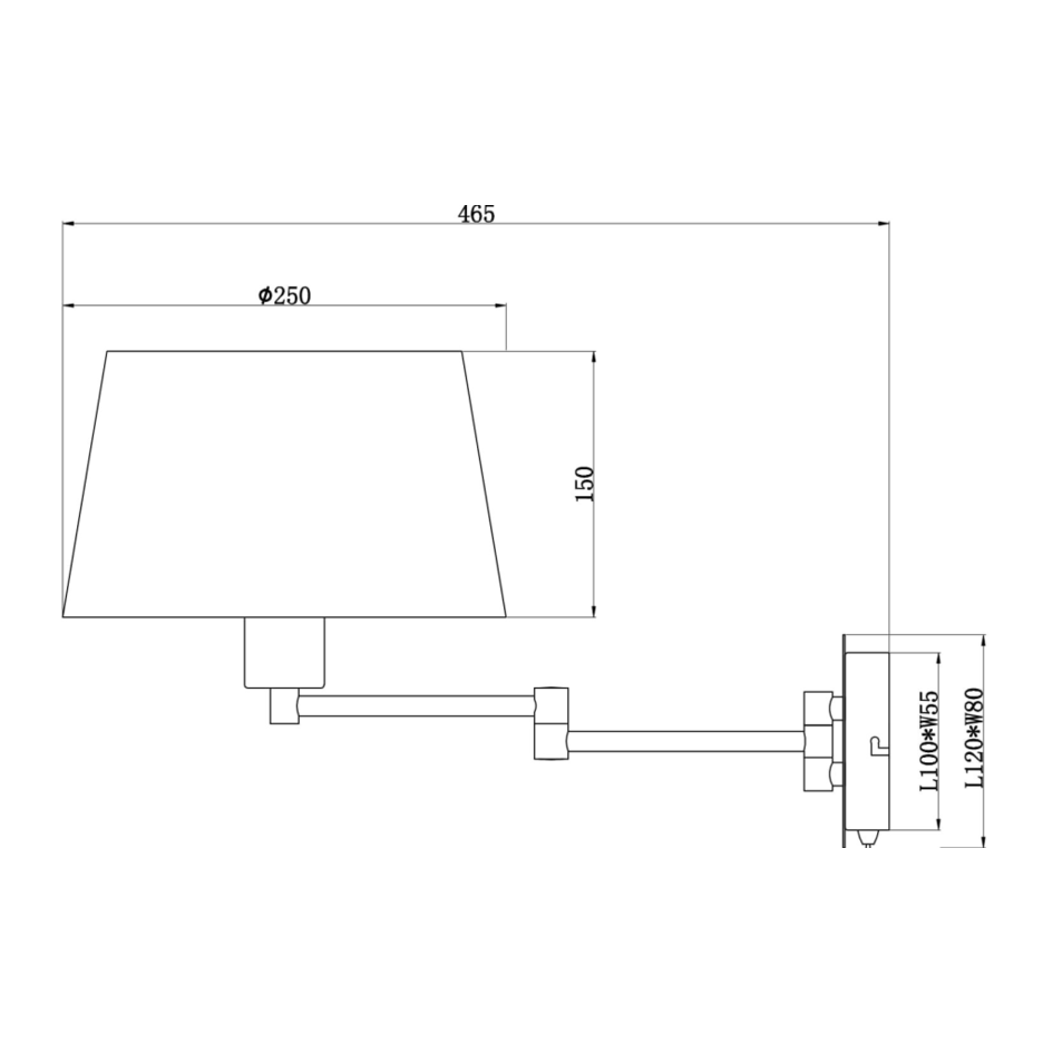 Vägglampa med svart lampskärm - Abella