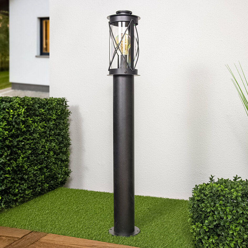 Lantlig golvlampa Lucia i rostfritt stål och glas - 80 cm