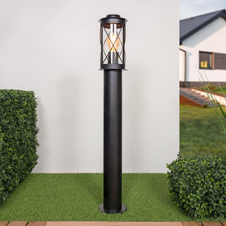 Lantlig golvlampa Lucia i rostfritt stål och glas - 80 cm