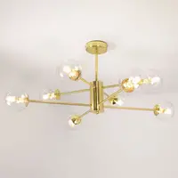 Design pendellampa transparent glas med guldram - Idaho