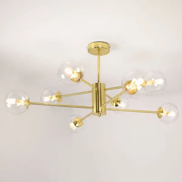 Design pendellampa transparent glas med guldram - Idaho