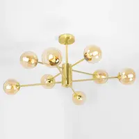 Design hanglamp amber glas gouden framse - Idaho