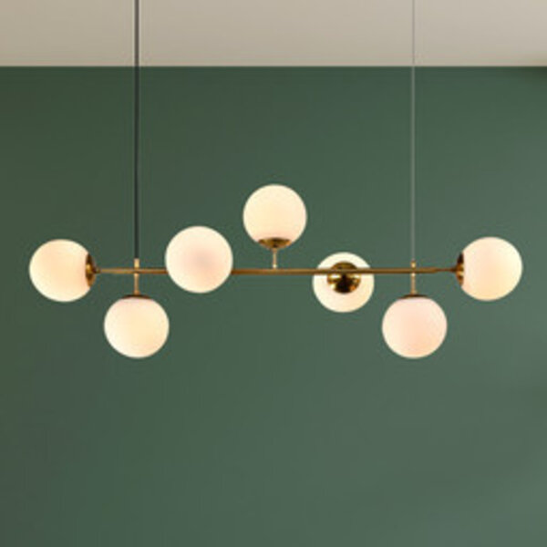 Designpendellampa Hepta mjölkvitt glas