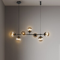 Designhänglampa Hepta rökglas