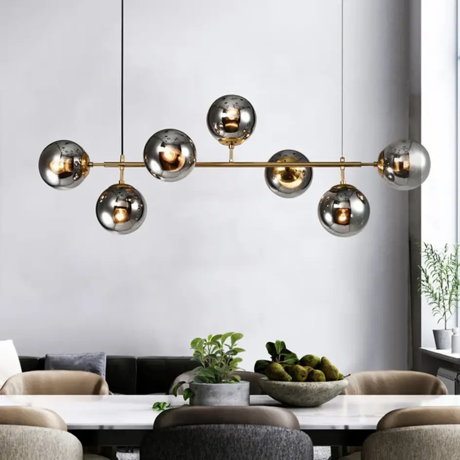 Design hanglamp Hepta smoke glas spiegeleffect