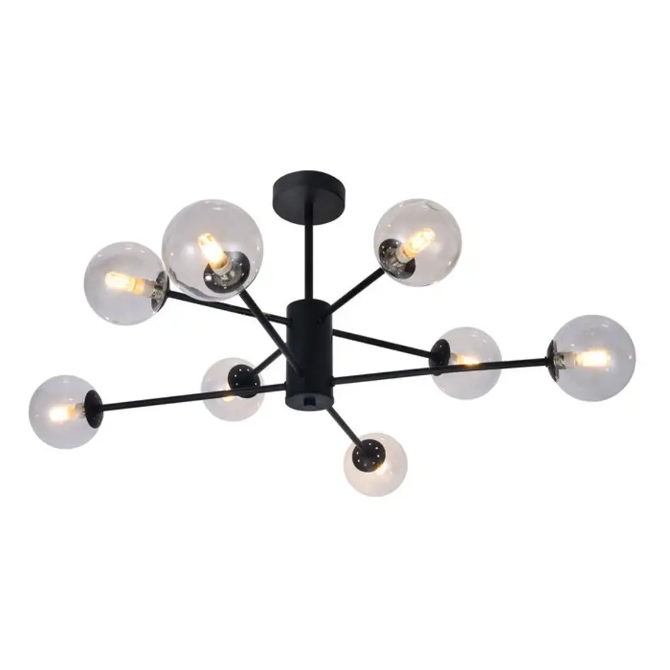 Design hanglamp melkwit glas zwart frame - Idaho