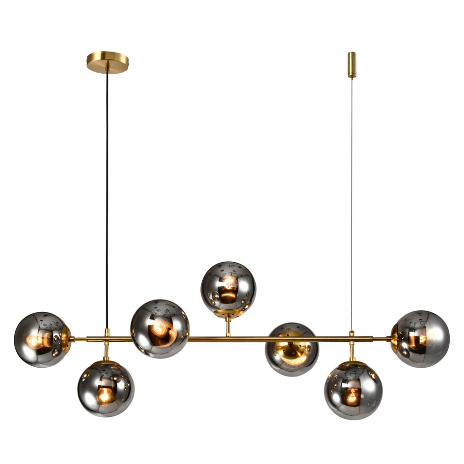 Design hanglamp Hepta gouden frame smoke glas spiegeleffect