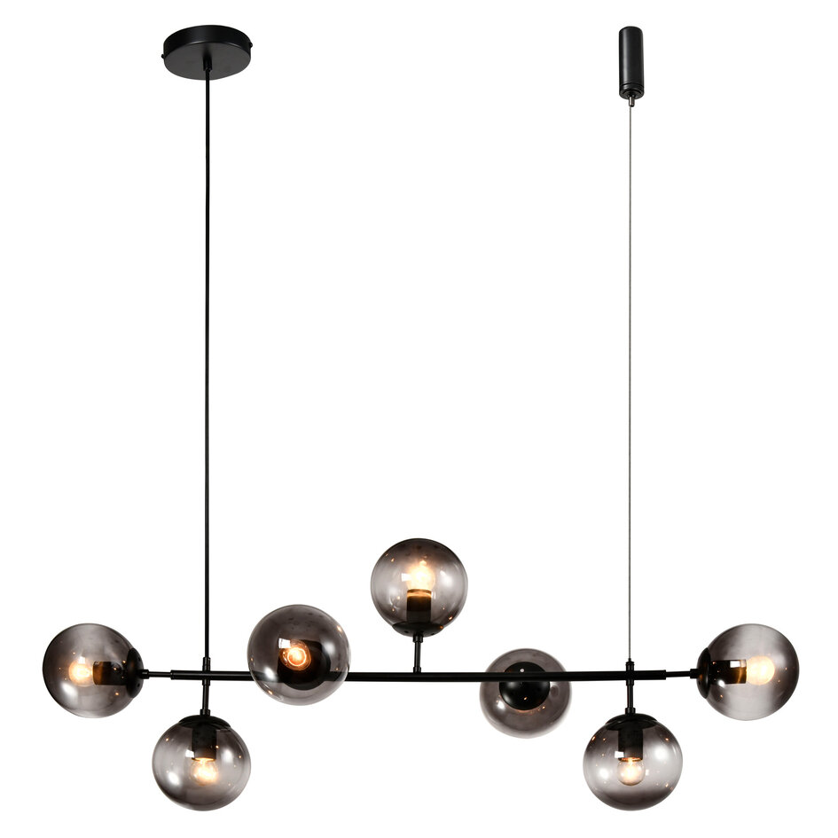 Design hanglamp Hepta zwart frame smoke glas