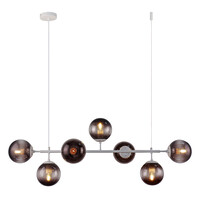 Design hanglamp Hepta wit frame smoke glas spiegeleffect