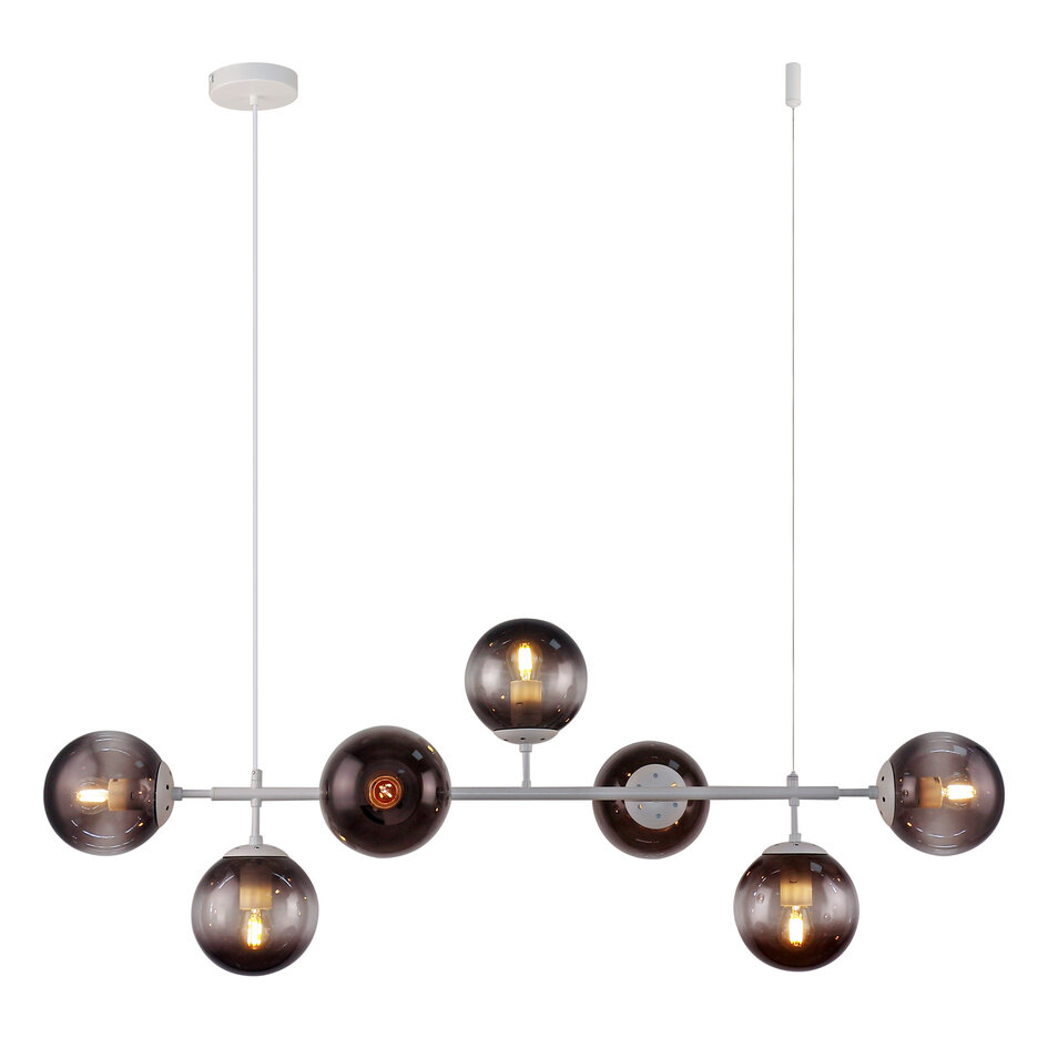 Design hanglamp Hepta wit frame smoke glas spiegeleffect