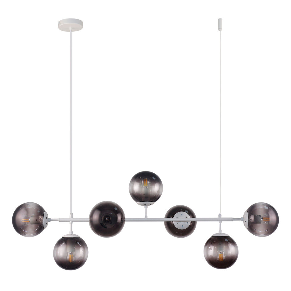 Design hanglamp Hepta wit frame smoke glas spiegeleffect