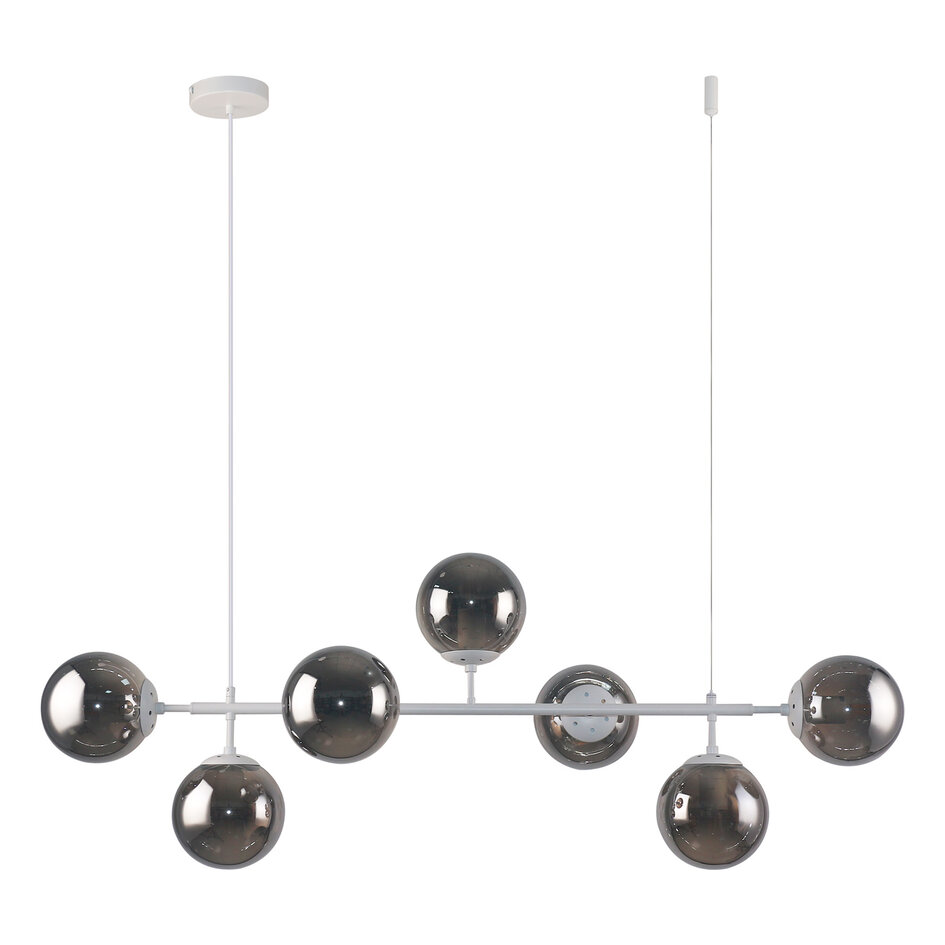 Design hanglamp Hepta wit frame smoke glas spiegeleffect