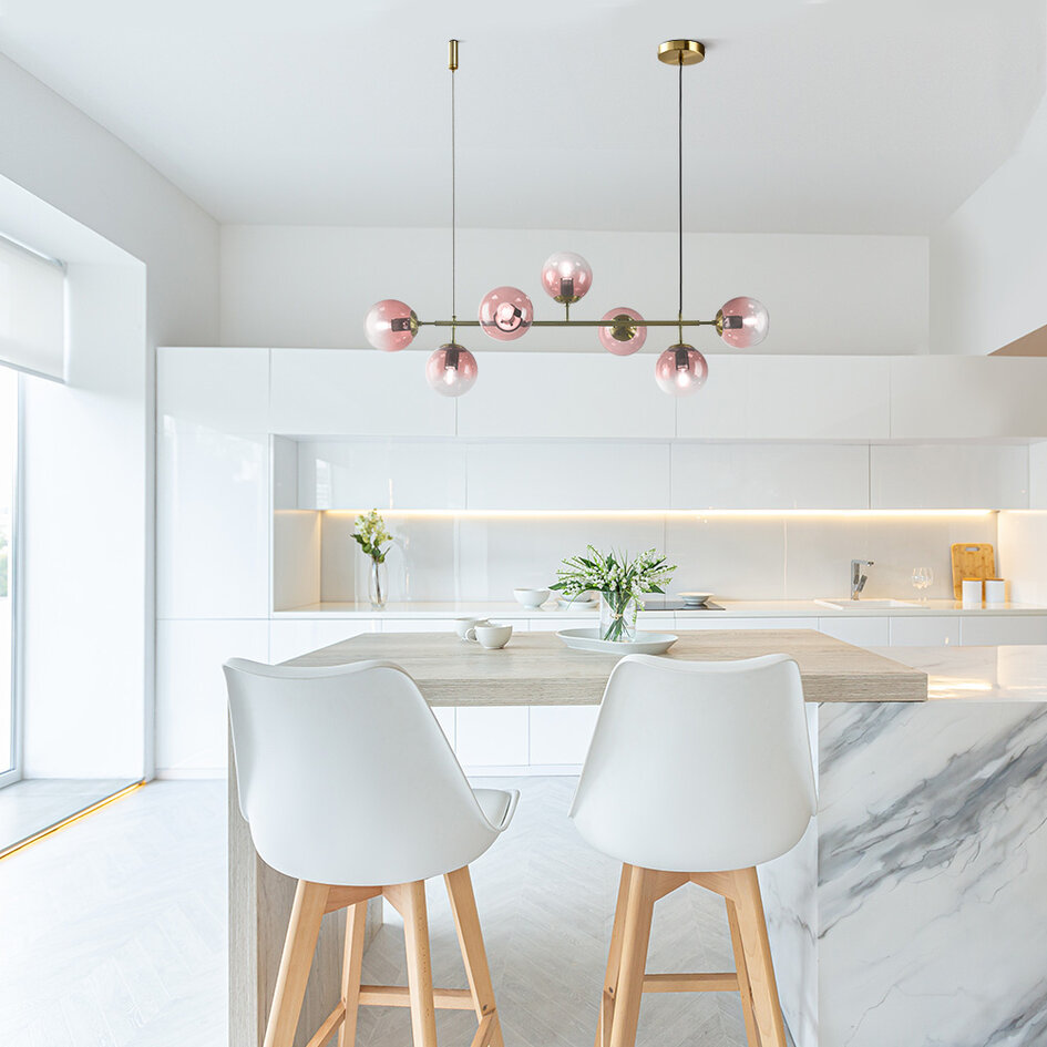 Design hanglamp Hepta met gekleurd glas