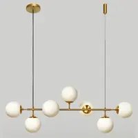 Design hanglamp Hepta gouden frame en melkwit glas