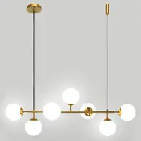 Design hanglamp Hepta gouden frame en melkwit glas