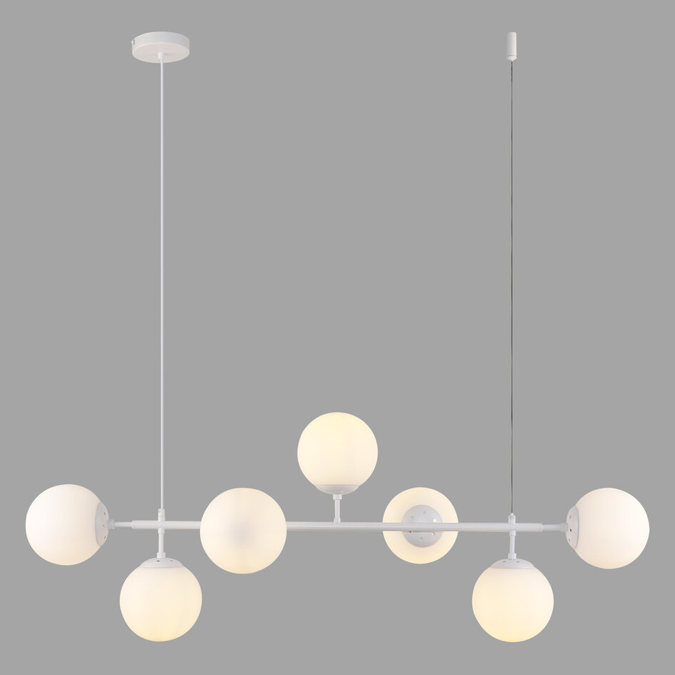 Design hanglamp Hepta wit frame en melkwit glas