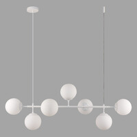 Design hanglamp Hepta wit frame en melkwit glas