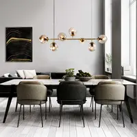 Design hanglamp Hepta gouden frame en transparant glas