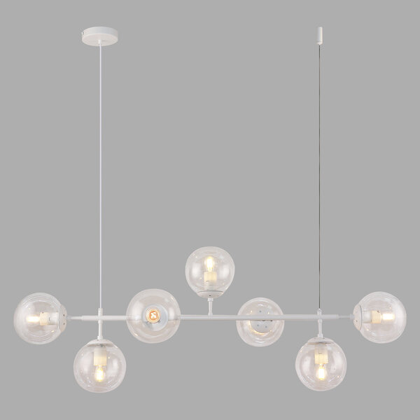 Design hanglamp Hepta wit frame en transparant glas