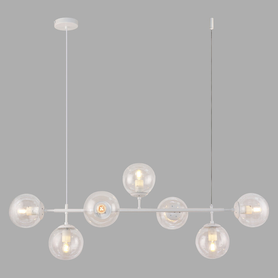 Design hanglamp Hepta wit frame en transparant glas
