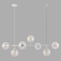 Design hanglamp Hepta wit frame en transparant glas