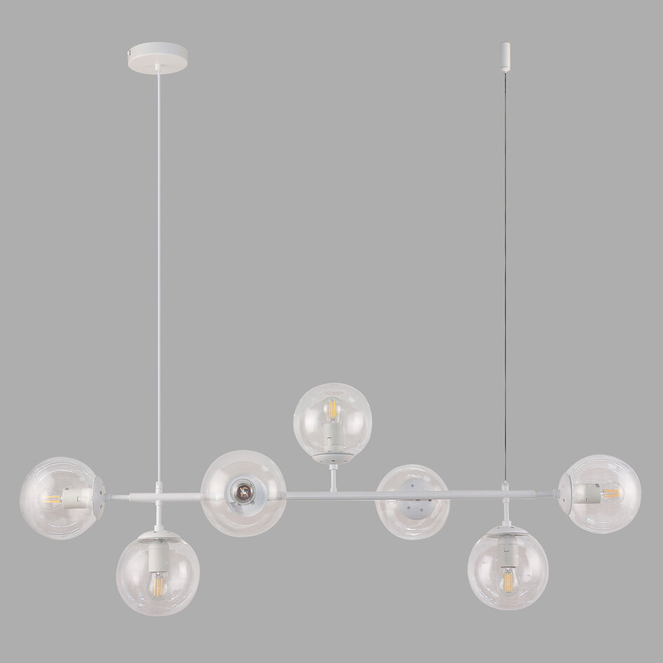 Design hanglamp Hepta wit frame en transparant glas