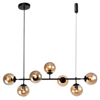 Design hanglamp Hepta zwart frame en amber glas