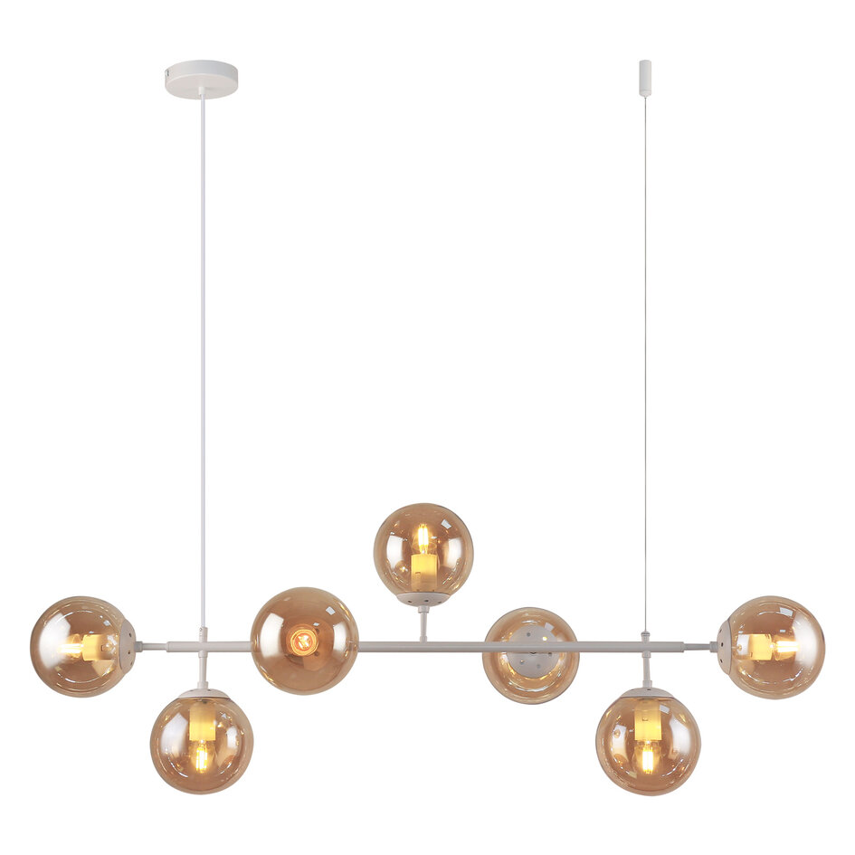 Design hanglamp Hepta wit frame en amber glas